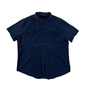 Rogue Men Blue Short Sleeve Button Up Shirt‎ Sz XXL